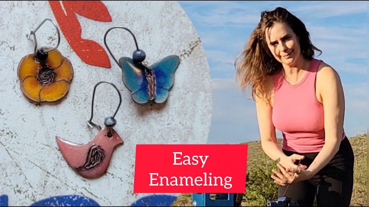 Make Filigree Enamel Earrings with Me(Enameling techniques, Jewelry Tutorial)