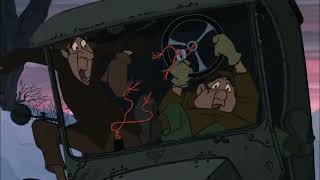 Jasper and Horace in their car crash to Cruella in her car to blow up Bikini Bottom