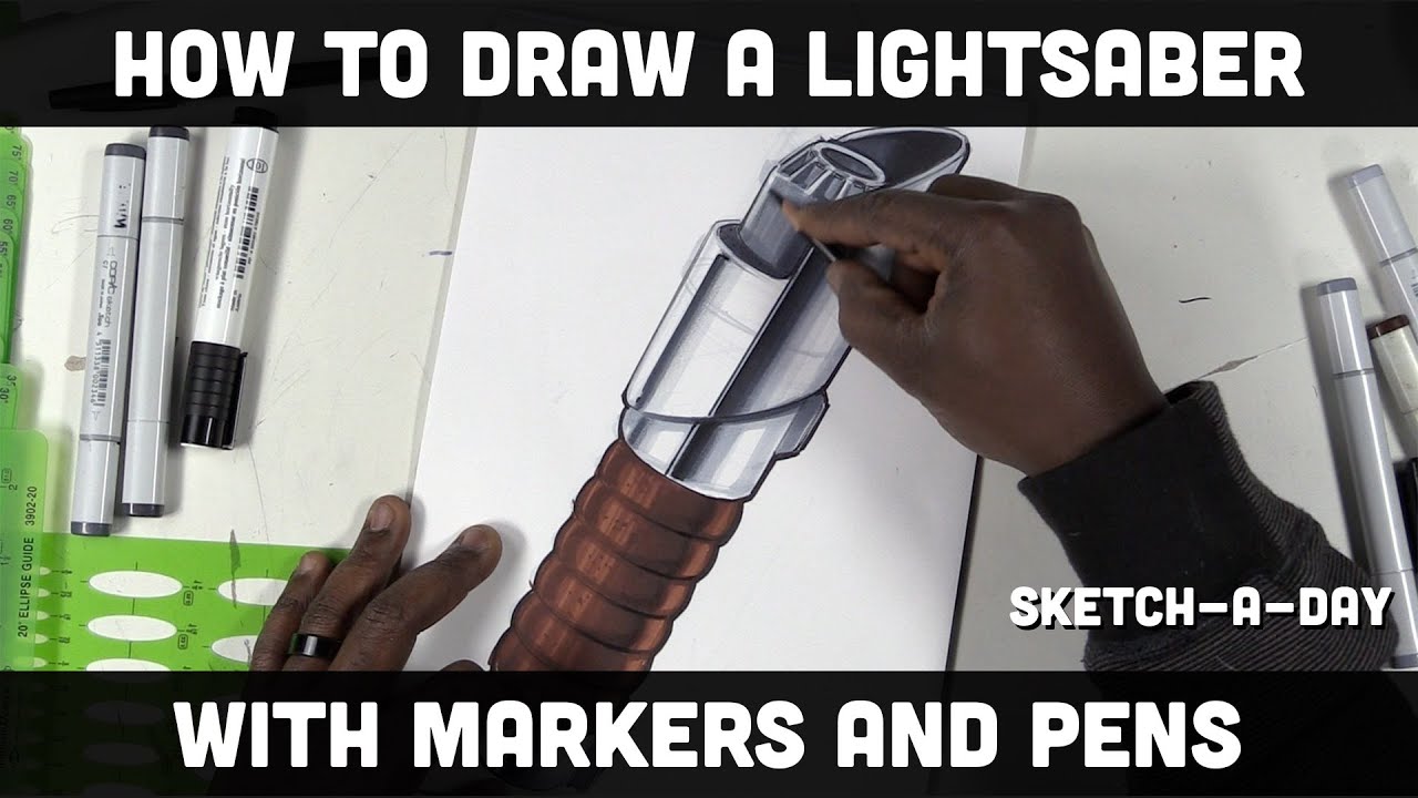 Sketch a day: How to draw a star wars Jedi lightsaber 