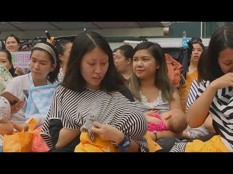 Hong Kong mothers stage breastfeeding flashmob protest