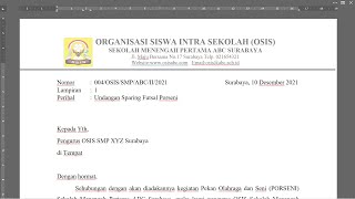 Microsoft Word untuk pemula Membuat surat undangan OSIS ABC Surabaya