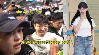 Kim Ji Won was PUSHED & STRESSED OUT! but still smiled and told fans to be careful