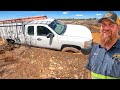 Employee&#39;s Rough Day, Chevy Work Truck Stuck in Mud