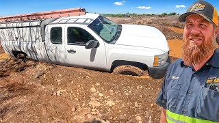 Employees Rough Day Chevy Work Truck Stuck In Mud