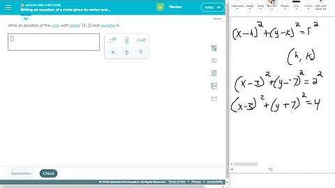Writing an Equation of a Circle Given Its Center and Radius or Diameter