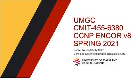 UMGC - Spring 2021 CMIT-455 CCNP ENCOR v8 Tutorial Packet Tracer 16.2.1: Configure GRE Tunnel