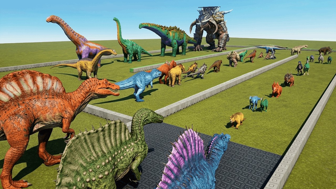 NEW SPINOSAURS VS All ARK Dinos (smallest to biggest)