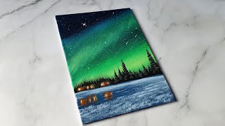 easy way to paint the northern lights / acrylic painting ideas for beginners ✨️