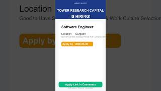 Tower Research Capital | Software Engineer | Off Campus 2026 | Apply Now | Gurgaon
