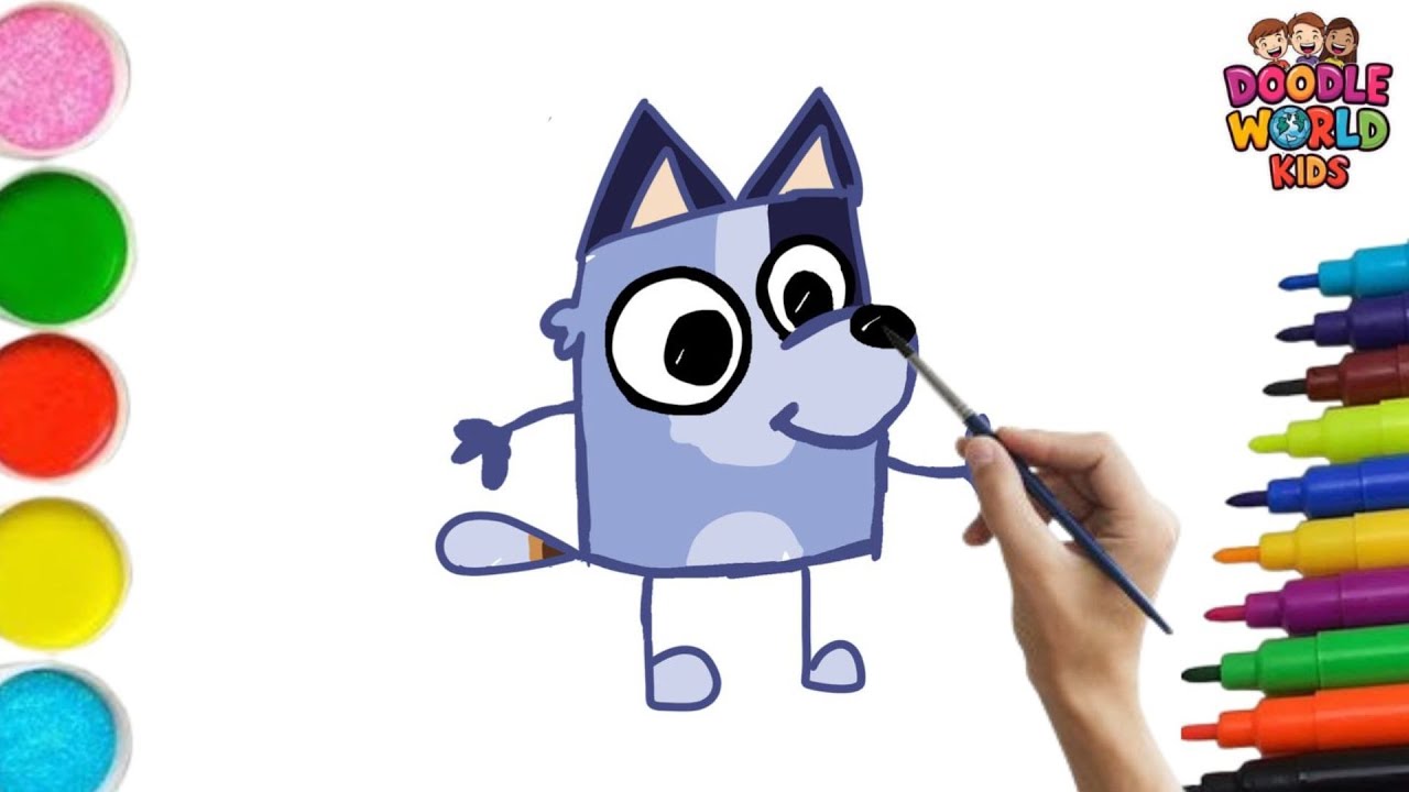 How to Draw  Bluey cartoon   and Painting coloring for kids