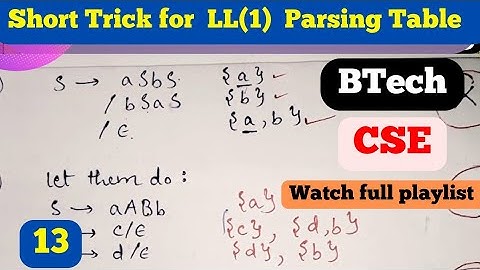13. Shortcut for LL(1) table or non-recursive predictive parsing