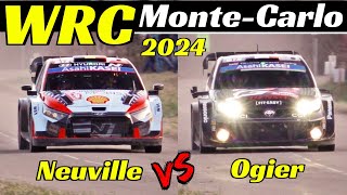 WRC Rallye Monte-Carlo 2024 - Thierry Neuville vs Sébastien Ogier - Comparison, Flatout & Max Attack