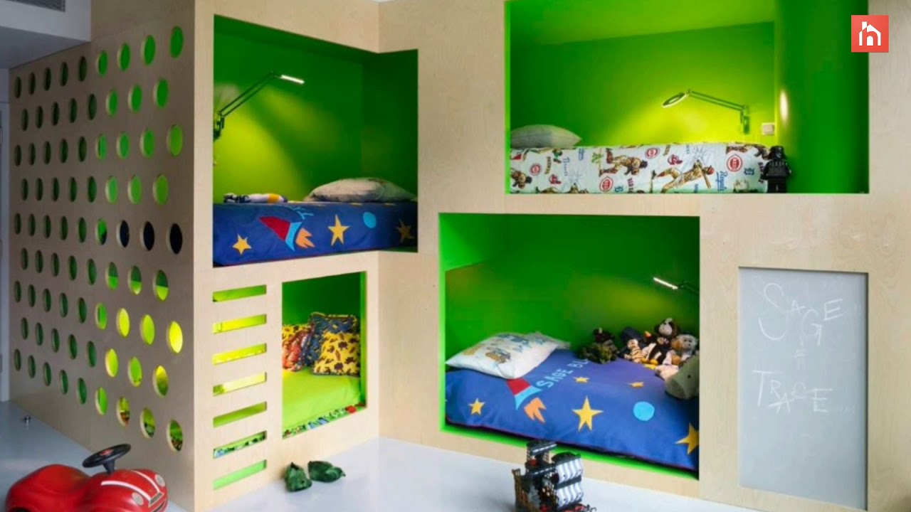 bunk beds built into the wall