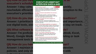 Executive Assistant Interview Questions and Answers | Executive Assistant Job Interview Questions