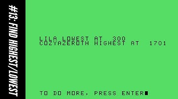 #13: Find Highest/Lowest (101 Programming Tips & Tricks for the TI-99/4A Home Computer)