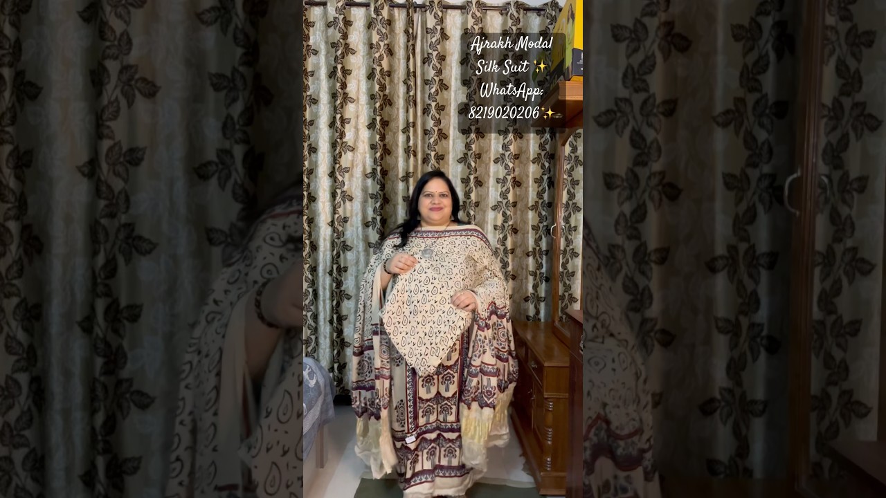Modal Silk Suit with ajrakh hand-block print and lagdi patta dupatta✨ 