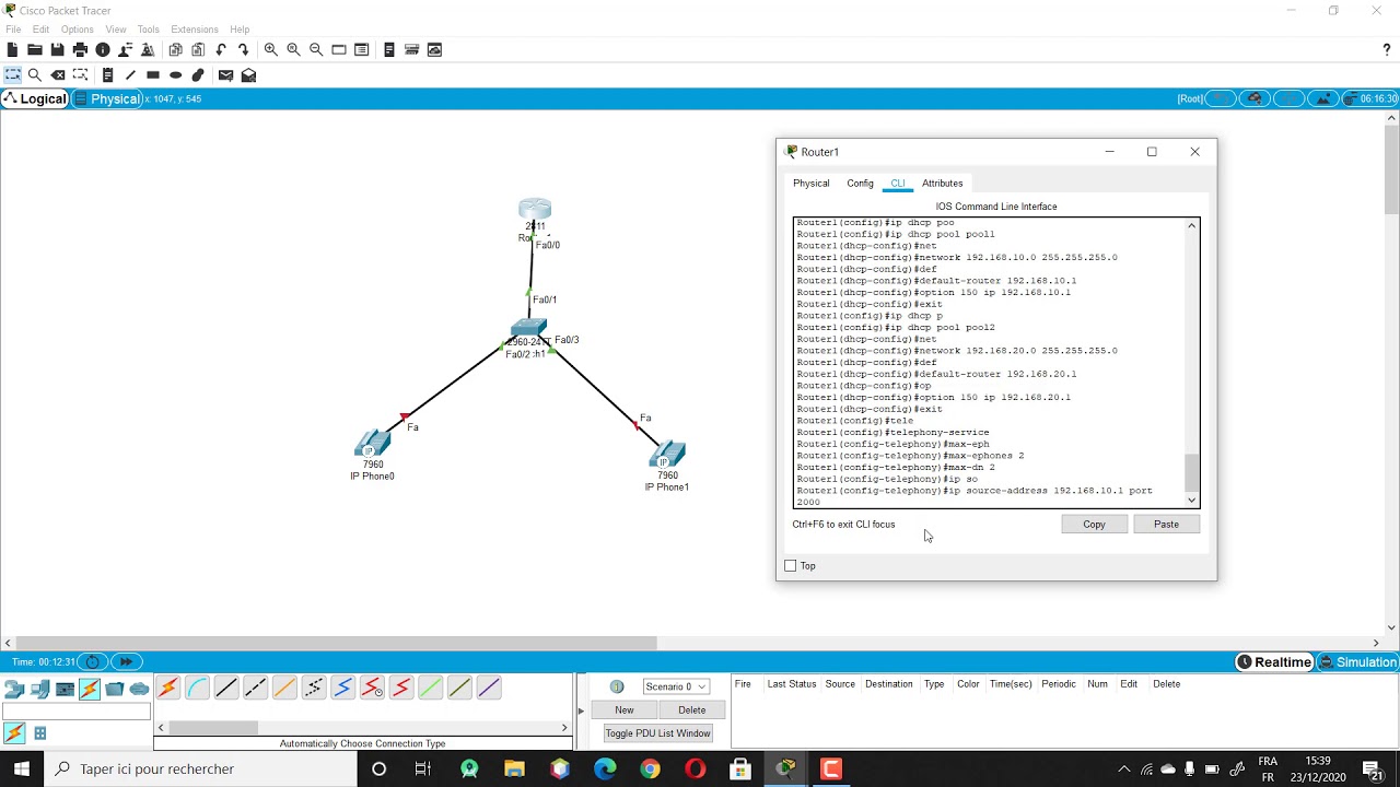 Voip : Communiquer deux téléphones, Configuration call manager Cisco express