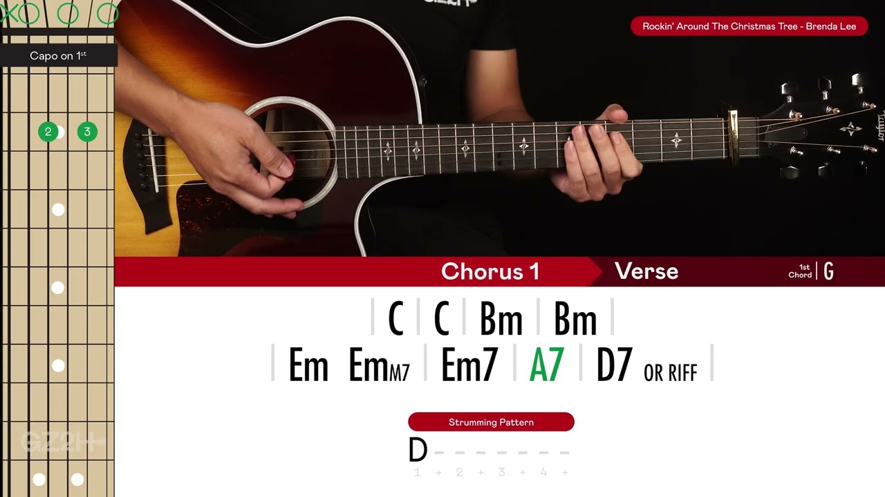 Rockin' Around The Christmas Tree Guitar Cover Brenda Lee 🎸|Tabs + Chords|