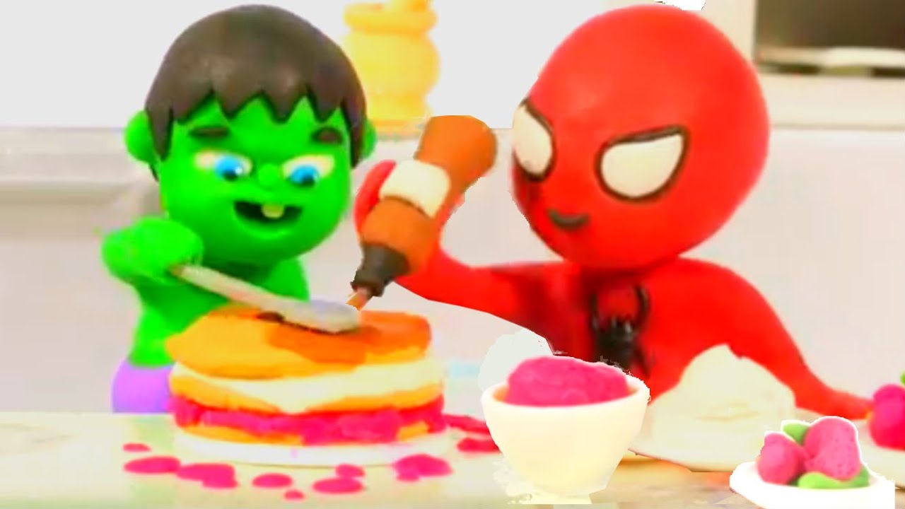 ⁣Superhero Babies Cooking A Chocolate Cake ❤️ Play Doh Cartoons