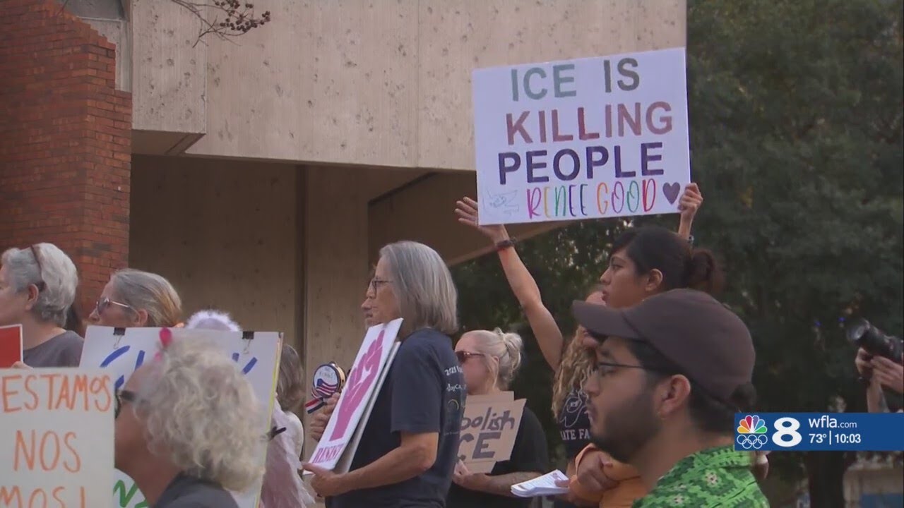 Locals protest Minneapolis ICE-involved shooting across Tampa Bay area ...