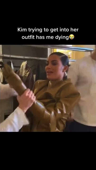 Kim trying to get in a latex outfit #shorts