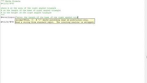 Python: Area of right angled triangle