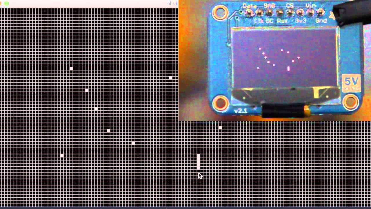 OLED SSD1306 + dsPIC33F + Processing: Manipulating pxels - YouTube