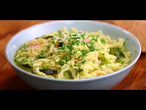 Zucchini Pea Bacon And Spirals Soup Featuring Adam Swanson In Everyday Gourmet-11-08-2015