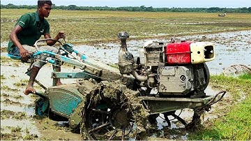 Smart Driver VS Power Tiller Video // Power tiller tractor with rotavator in mud