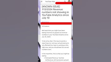 [KNOWN ISSUE]7/12/2024 revenuenumbers not showing inyoutube analytics since july 10 | youtube update