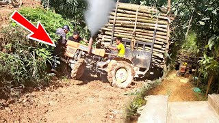 Tiny tractors carrying overloaded wood are extremely dangerous