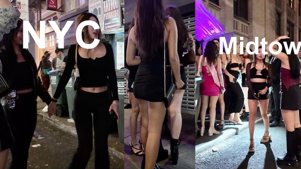 Women Exploring Midtown NYC Nightlife District | Ultimate Nightlife Vibes (4K)
