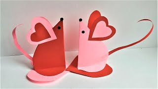 Влюбленные мышки - сердечки за 5 минут. Валентинки в год мыши  DIY Valentines