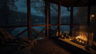 Relaxing Cabin by the Lake on Rainy Days with a Cozy Fire help to Relaxation