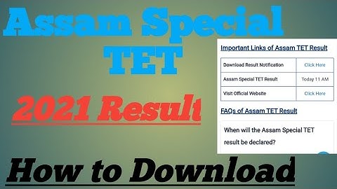 Assam Special TET Result 2021