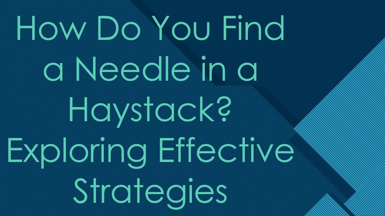 How Do You Find a Needle in a Haystack? Exploring Effective Strategies ...