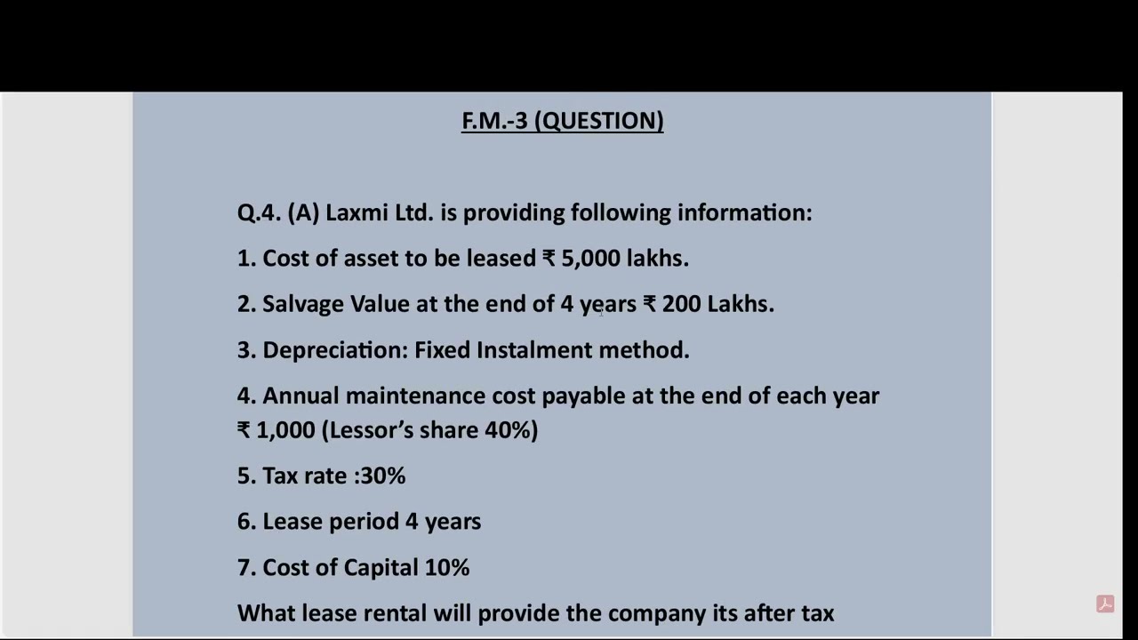 TYBAF SEM 6 Financial Management-III October 2023 [Q.4.(A)] Leasing and Hire Purchase Sum