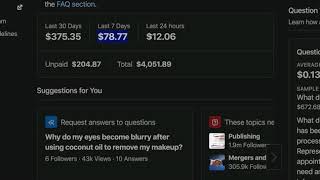 QUORA PARTNER PROGRAM EARNINGS FOR FEBRUARY 23, 2020.