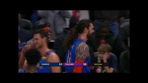 Chris Paul teaches Steven Adams how to properly shoot a half-court shot.