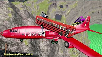 Throwing Cars At Red Tasticola Airplane Leap Of Death 3 -  BeamNG.Drive