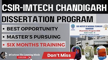 CSIR-IMTECH Chandigarh || Dissertation Program 2025 || Research Training