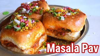 Mumbai Style Masala Pav | Masala Pav | Mumbai Street Food | Bhaji Stuffed Pav