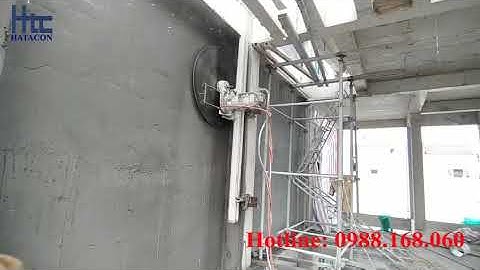 Cắt cột ốp sát bê tông nhà cao tầng bằng máy móc hiện đại - Công ty TNHH Kỹ thuật Xây dựng Hatacon.