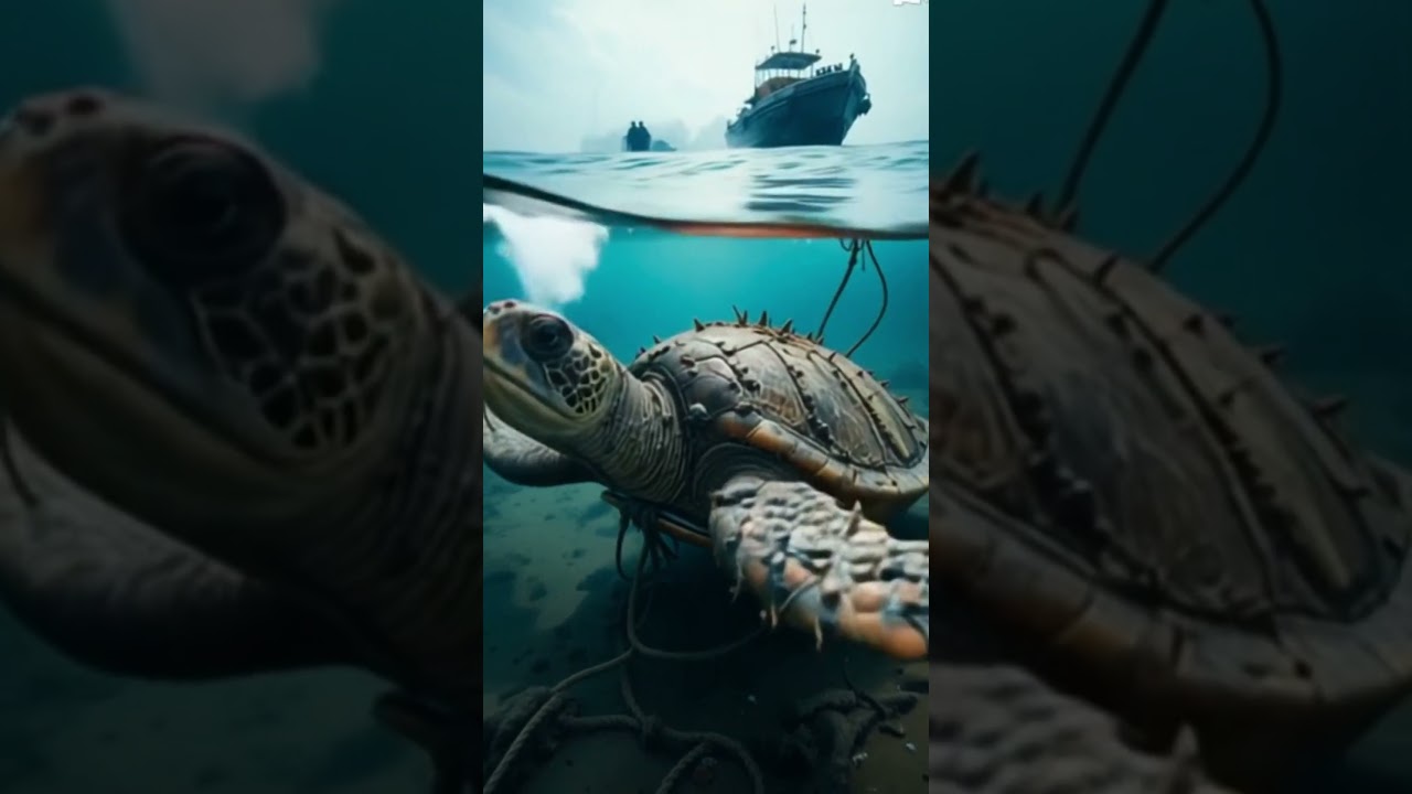 Sea Turtle Barely Surviving—Covered in Parasites & Fishing Line |  