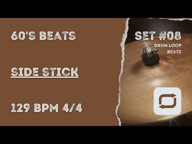 60's Rock u0026 Pop Drum Beat Loop 129 bpm, 4/4, Side Stick Sample Sound class=