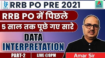 RRB PO PRE 2021 | Maths Data Interpretation | Previous Years Questions | Part 2 | Maths By Amar Sir
