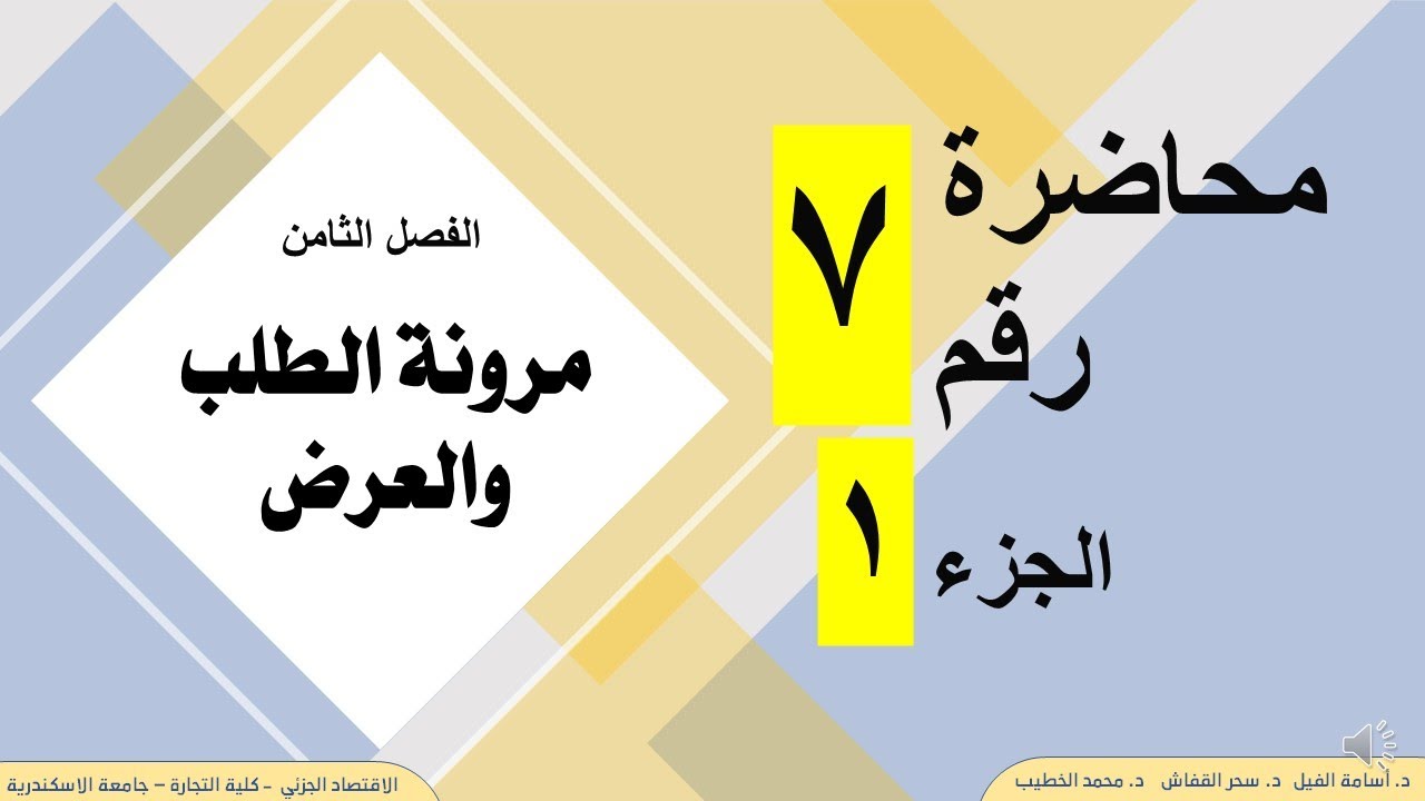 الفصل الثامن -الجزء 1- مرونات الطلب والعرض - الاقتصاد الجزئي