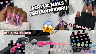 RUBBER BASE GEL HACK for ACRYLIC NAIL DUPE | Beetles Gel Polish Review | NO MONOMER!