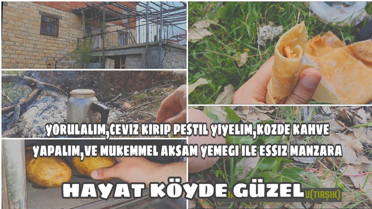 Köyde günlük yaşam közde kahve odun sobası Köyde kahvalti ve aksam