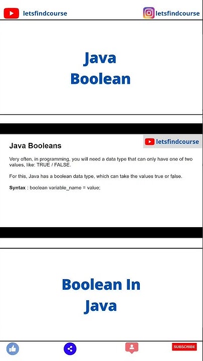 Java Boolean | Boolean In Java #java - YouTube